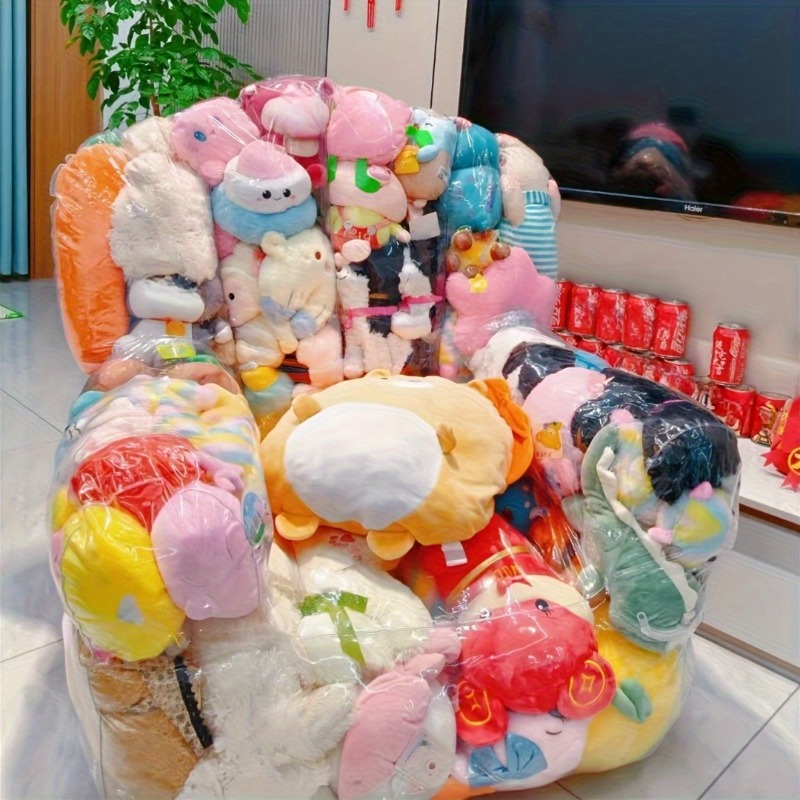 Dolls - Große Transparente PVC-Sofa-Spielzeug-Aufbewahrungstasche mit Doppelreißverschluss für