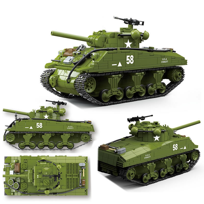 Lego Compatible Military Tank - Neue Weltkrieg Militär Waffen M4A3 SHERMAN