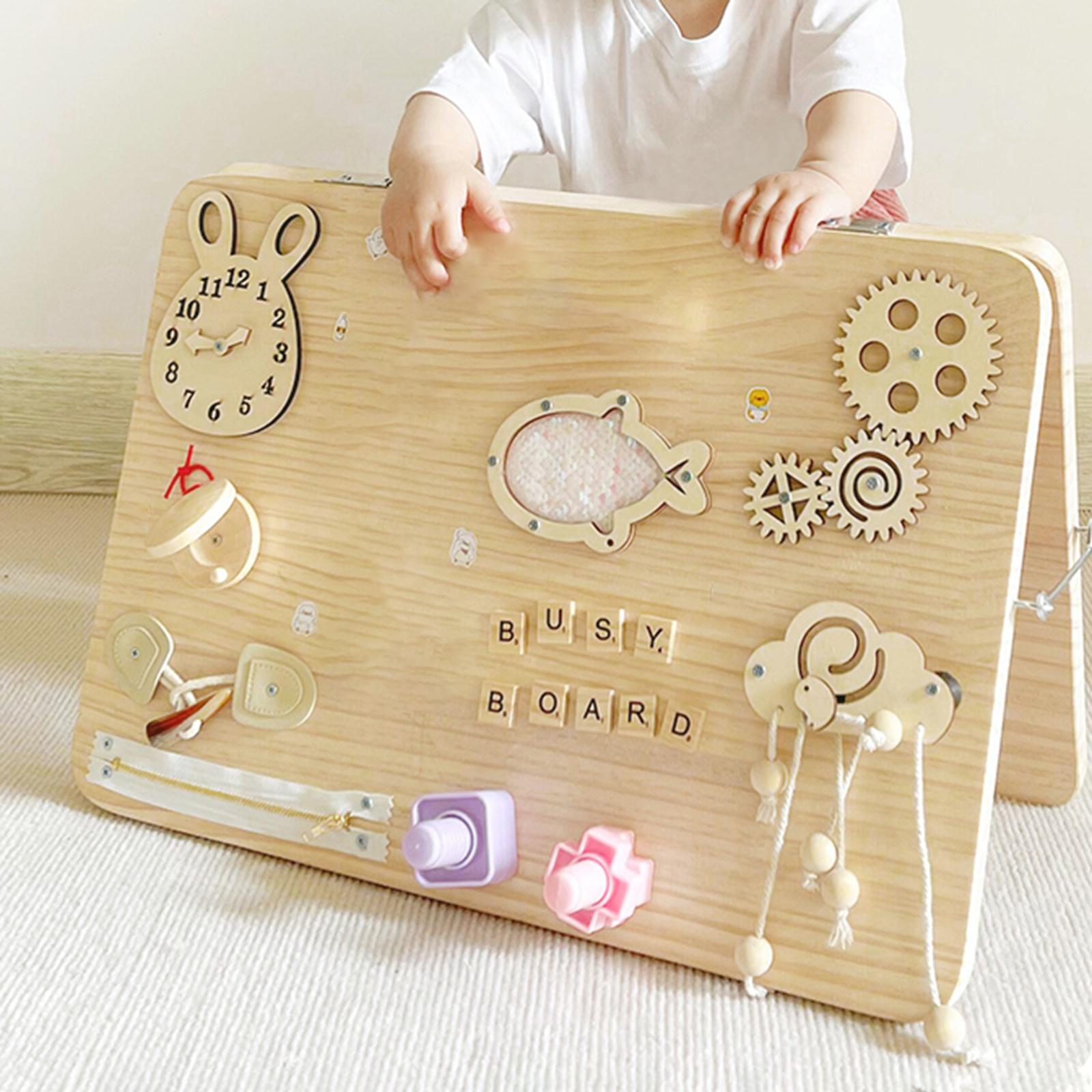 Montessori Wooden Busy Board Toddler - Hölzernes Montessori-Aktivitätsbrett Puzzle Sensorisches Training Lernspielzeug-Set
