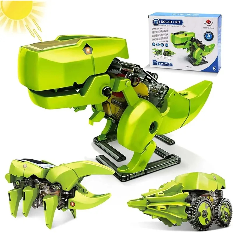 Stem Solar Robot Kit For Kids - 3-in-1 Solar-Roboter-Bausatz, Dinosaurier-Spielzeug, MINT-Projekte für Kinder,